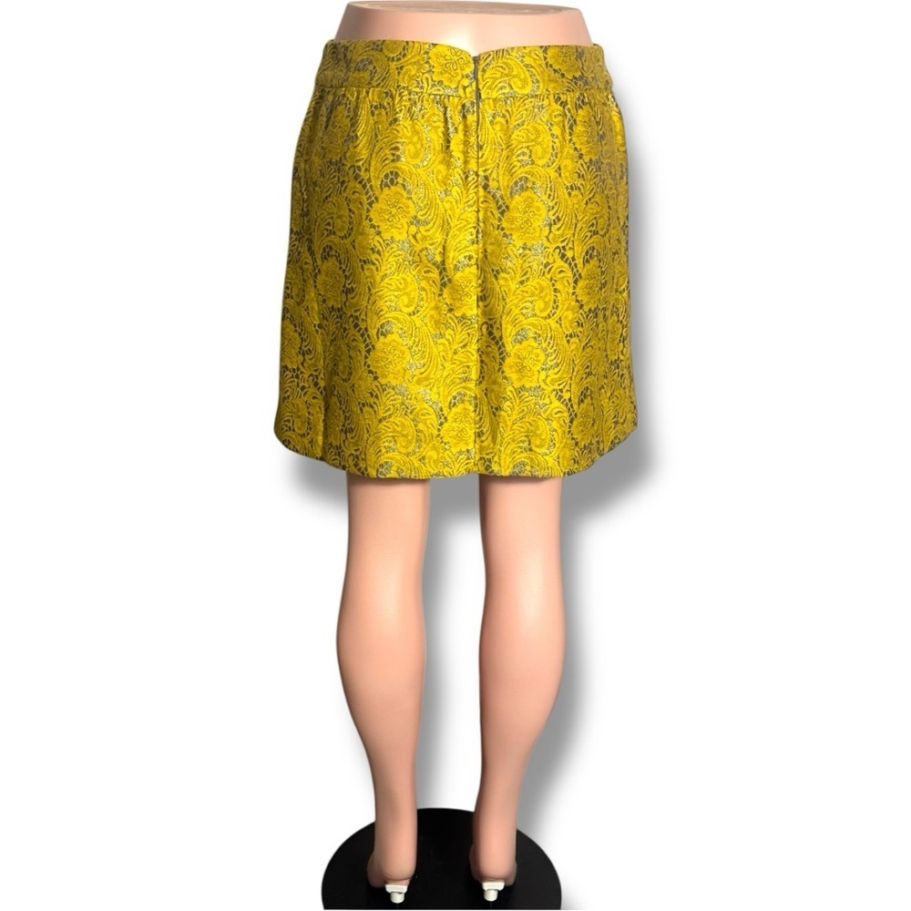 Banana Republic Yellow/Gold Brocade Patterned High Waist Bubble Mini Skirt - Picture 6 of 14